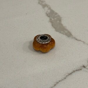Pandora tan wooden charm, scalloped (Retired)